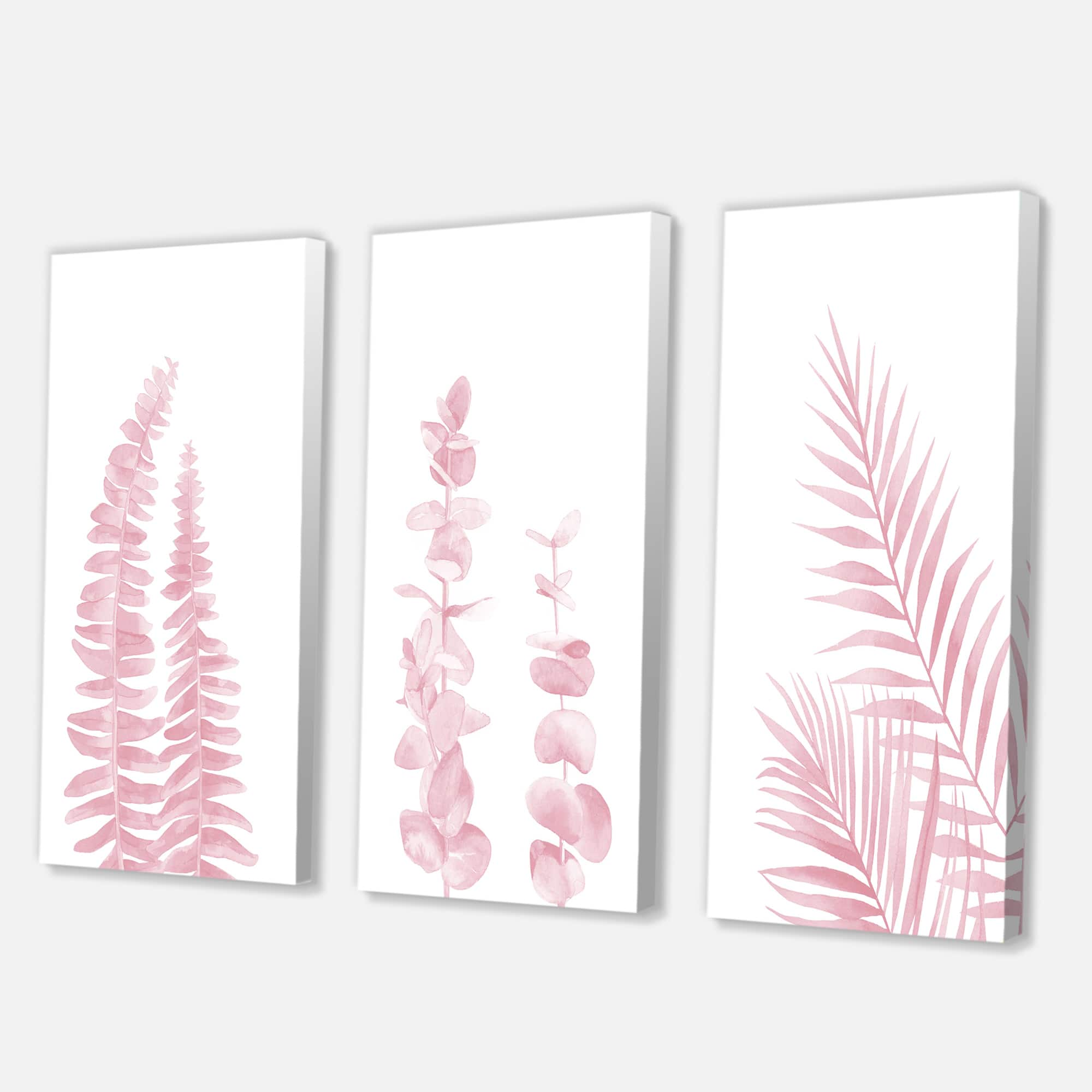 Designart - Blush Pinkeucalyptus and Palm Branches